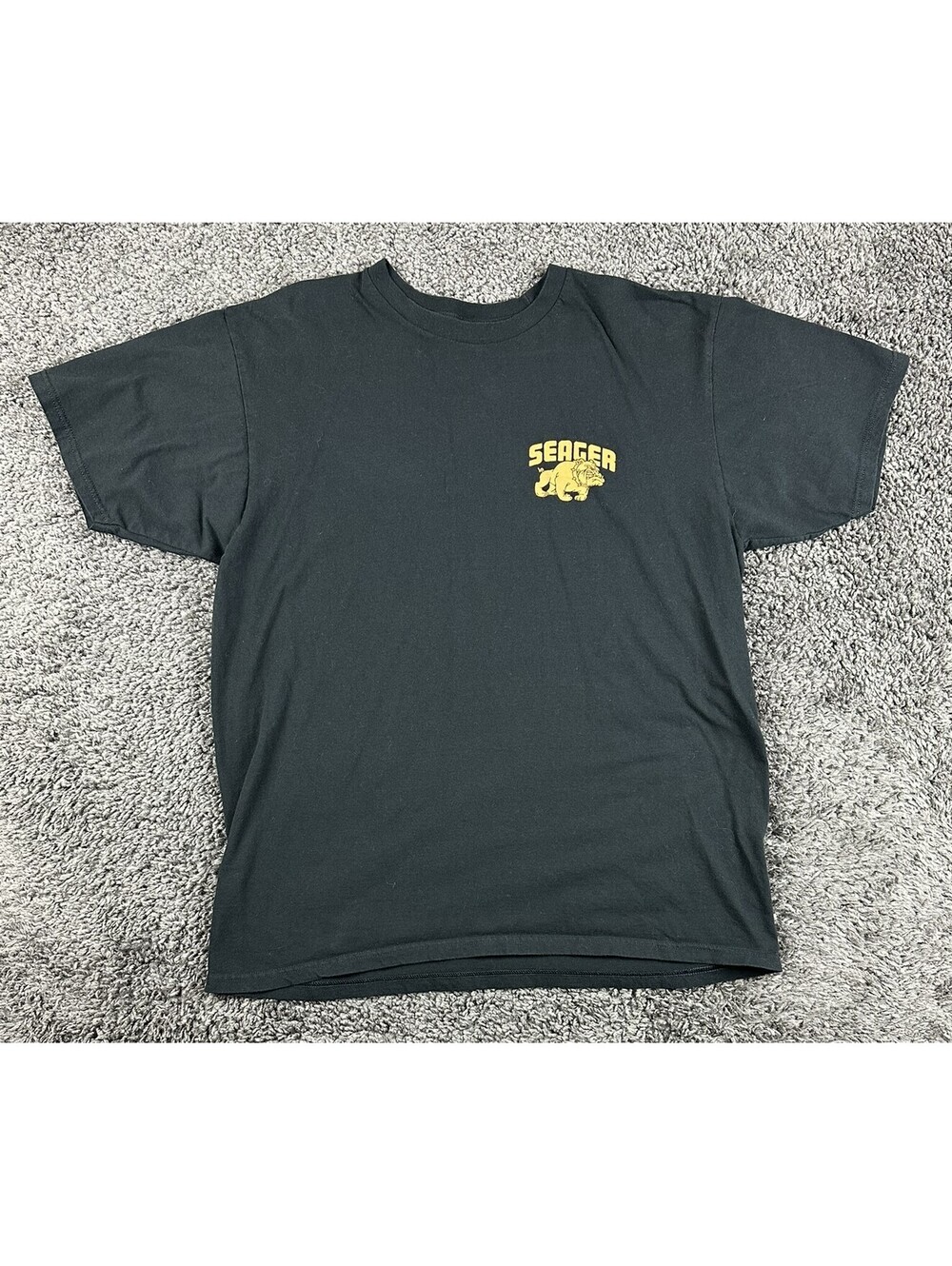 Seager Co Men's Bulldog T-Shirt Black Graphic Crew Neck Short Sleeve Cotton XL